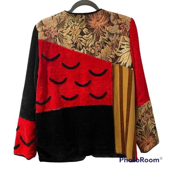 Vintage Indigo Moon Women’s Embroidered Tapestry Patchwork Jacket Size Small - Picture 2 of 8
